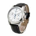 Classic chronograph watch with black leather strap
