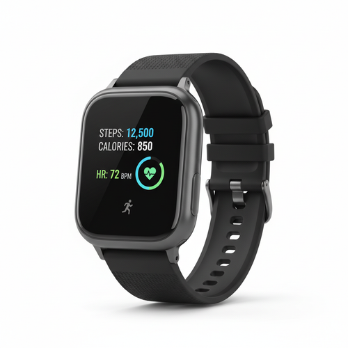 Modern smartwatch with black sport band